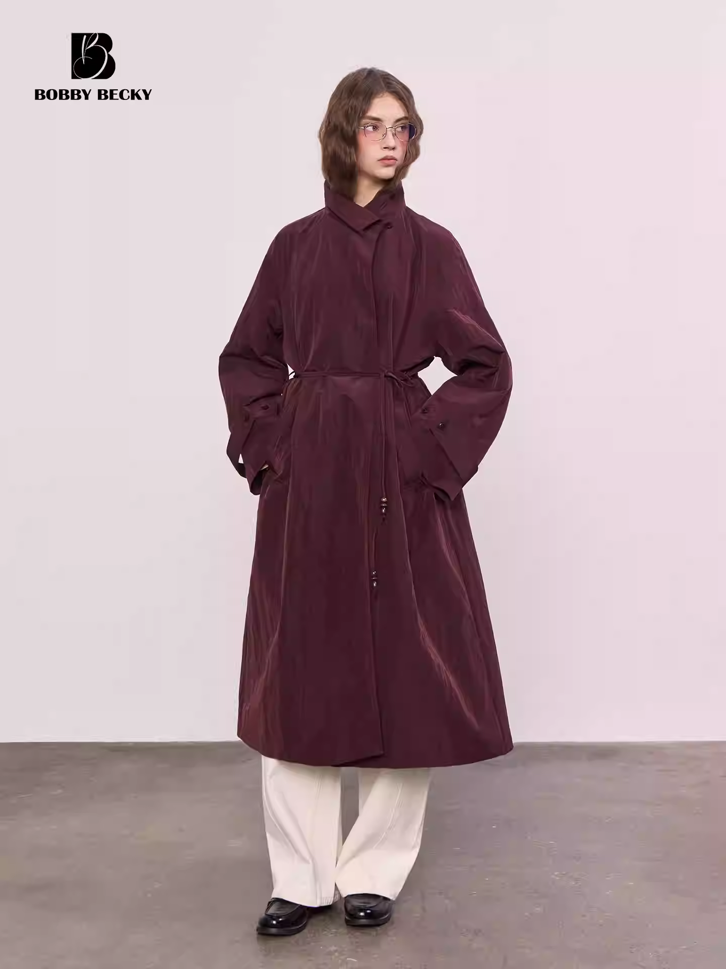 Paper man trench coat with textured wrinkles, super loose long coat that's shiny and slimming, windproof jacket